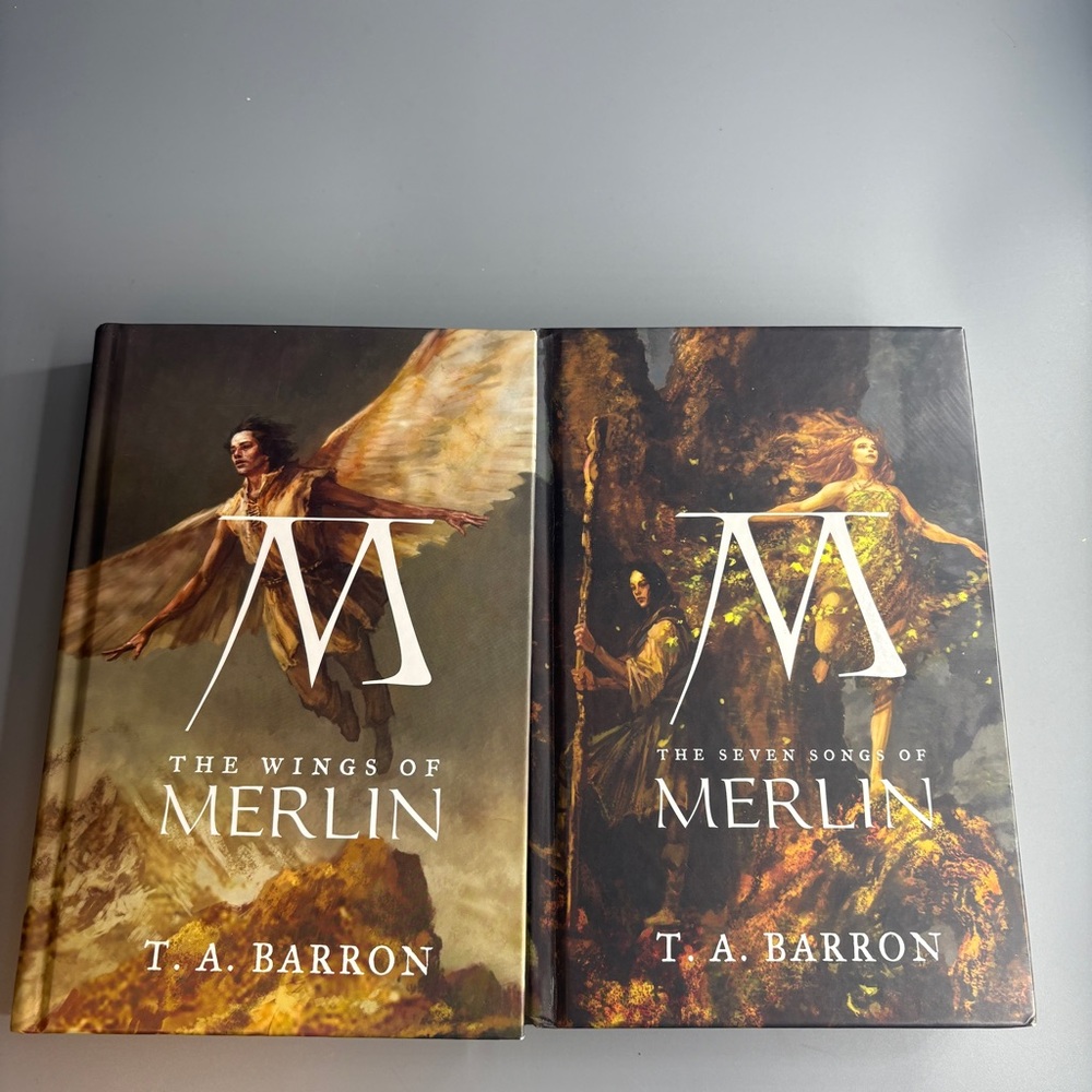 T.A Barron The Wings of Merlin & Seven Songs of Merlin Hardcovers